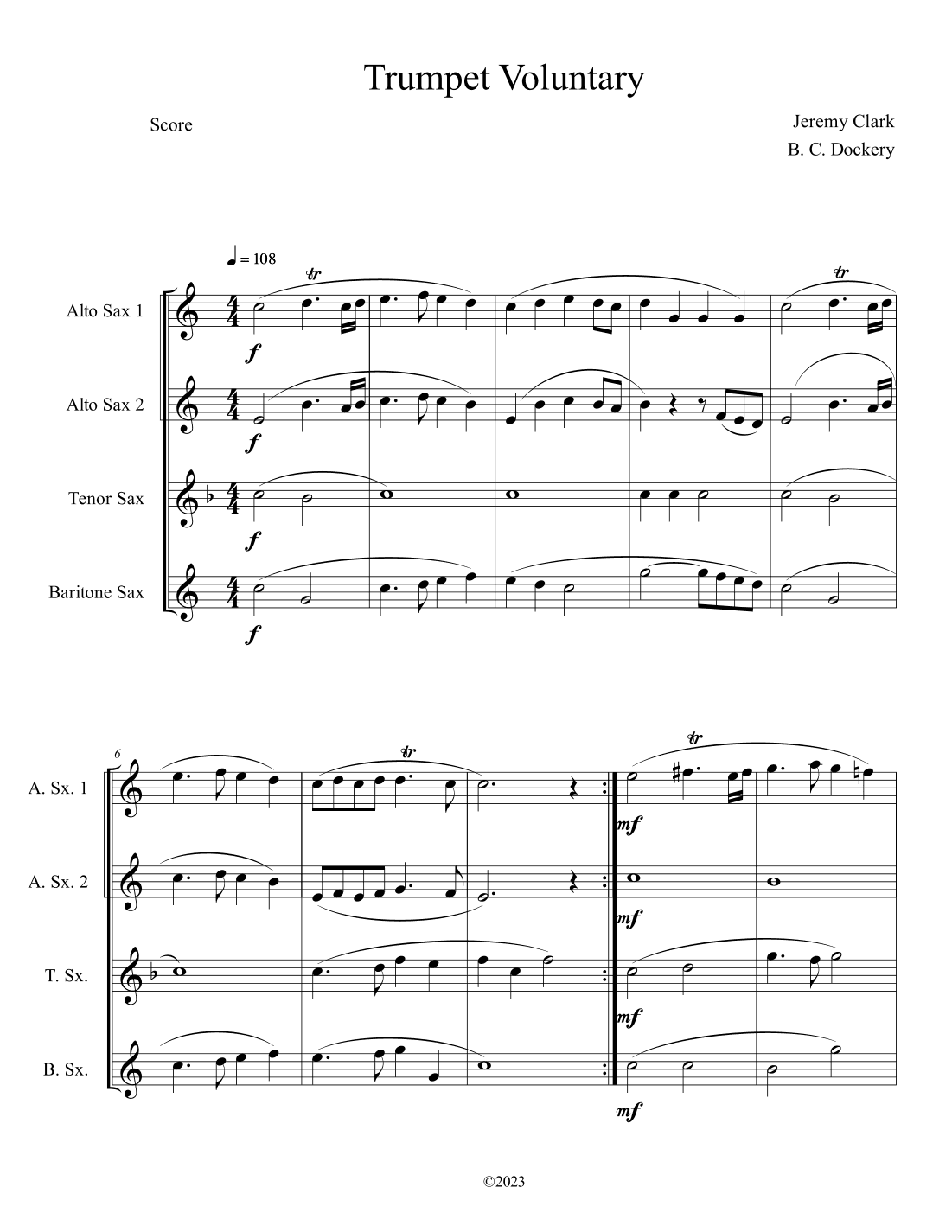 Trumpet Voluntary (Saxophone Quartet) (arr. B. C. Dockery)