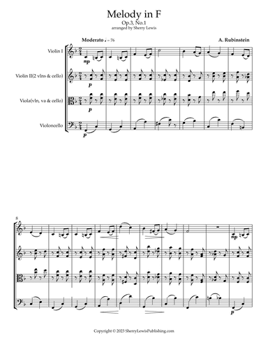 MELODY IN F,  Op. 3 No. 1 (arr. Sherry Lewis)