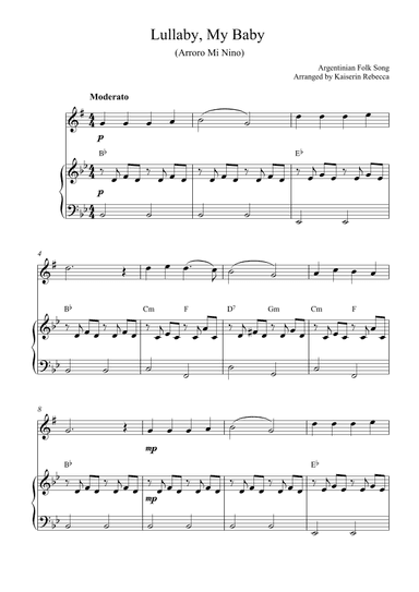 Lullaby, My Baby (Arroro Mi Nino) (arr. Kaiserin Rebecca)