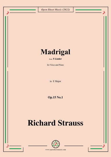 Richard Strauss-Madrigal,in E Major,Op.15 No.1 (arr. OSM Press)