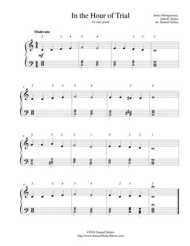 In the Hour of Trial - for easy piano (John B. Dykes setting) (arr. Samuel Stokes)