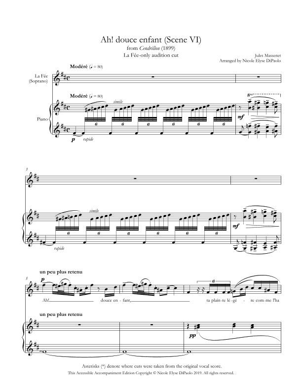 Ah! Douce enfant (La Fée's aria) from Cendrillon - La Fée-Only Audition Cut (arr. Nicole Elyse DiPaolo)