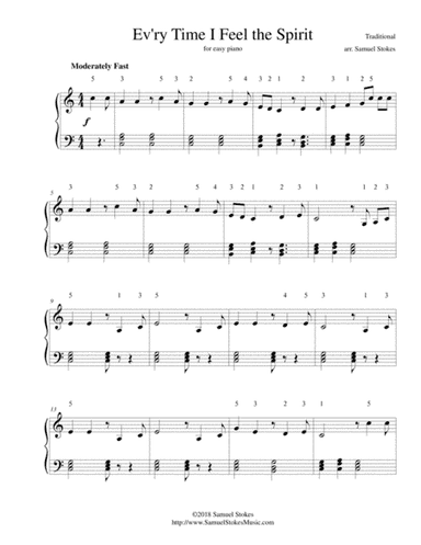 Ev'ry Time I Feel the Spirit - for easy piano (arr. Samuel Stokes)