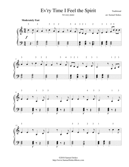 Ev'ry Time I Feel the Spirit - for easy piano (arr. Samuel Stokes)
