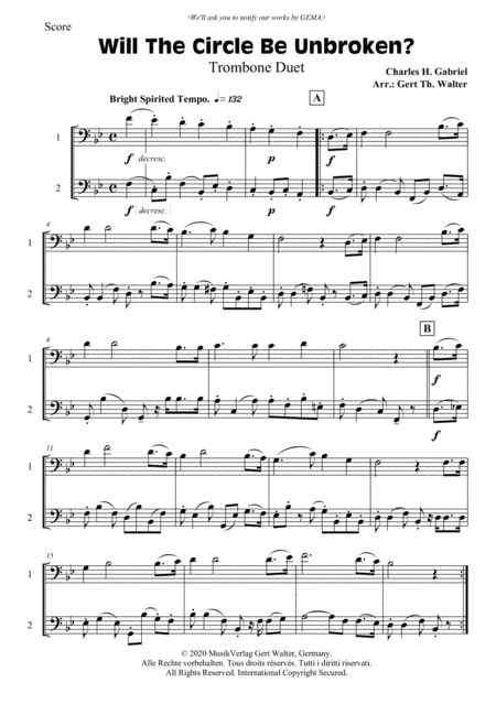 Will The Circle Be Unbroken? (arr. Gert Th. Walter)