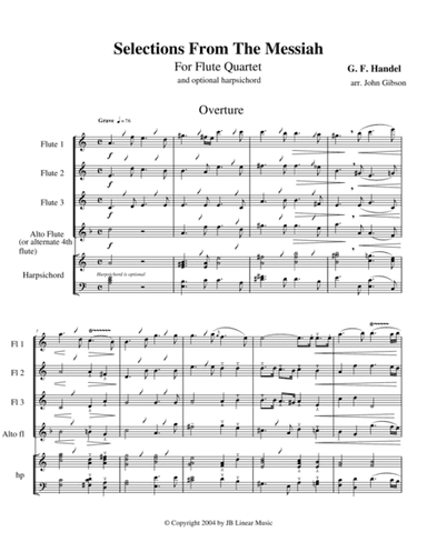 Handel's Messiah Selections for Flute Quartet (arr. John Gibson)