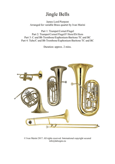 JINGLE BELLS by James Pierpont - for Brass Quartet (arr. Ivan Marini)