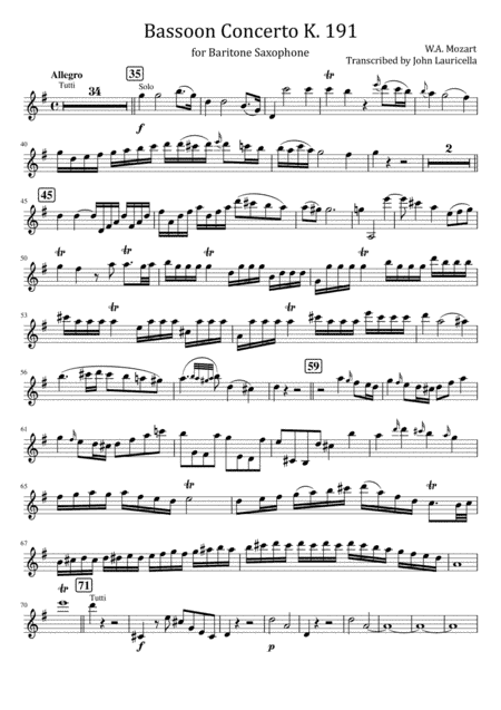 Concerto for Bassoon in E-flat, K. 191 (arr. John Lauricella)