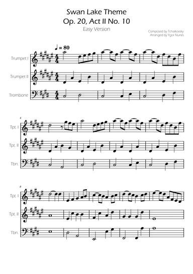 Swan Lake (theme) - Tchaikovsky - Trumpet and Trombone Trio (arr. Ygor Nunes)