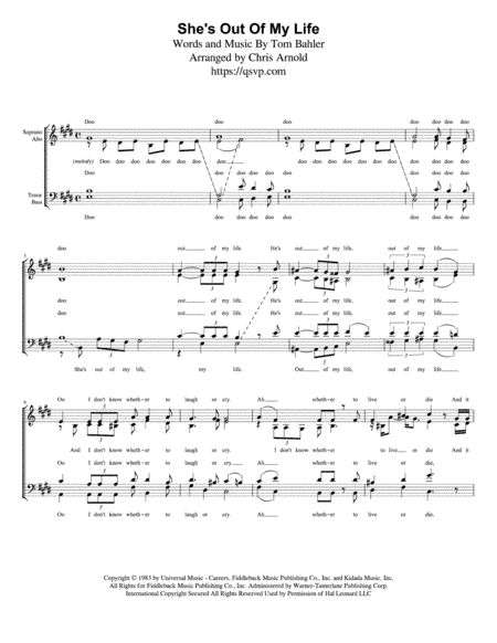 She's Out Of My Life (arr. Chris Arnold)
