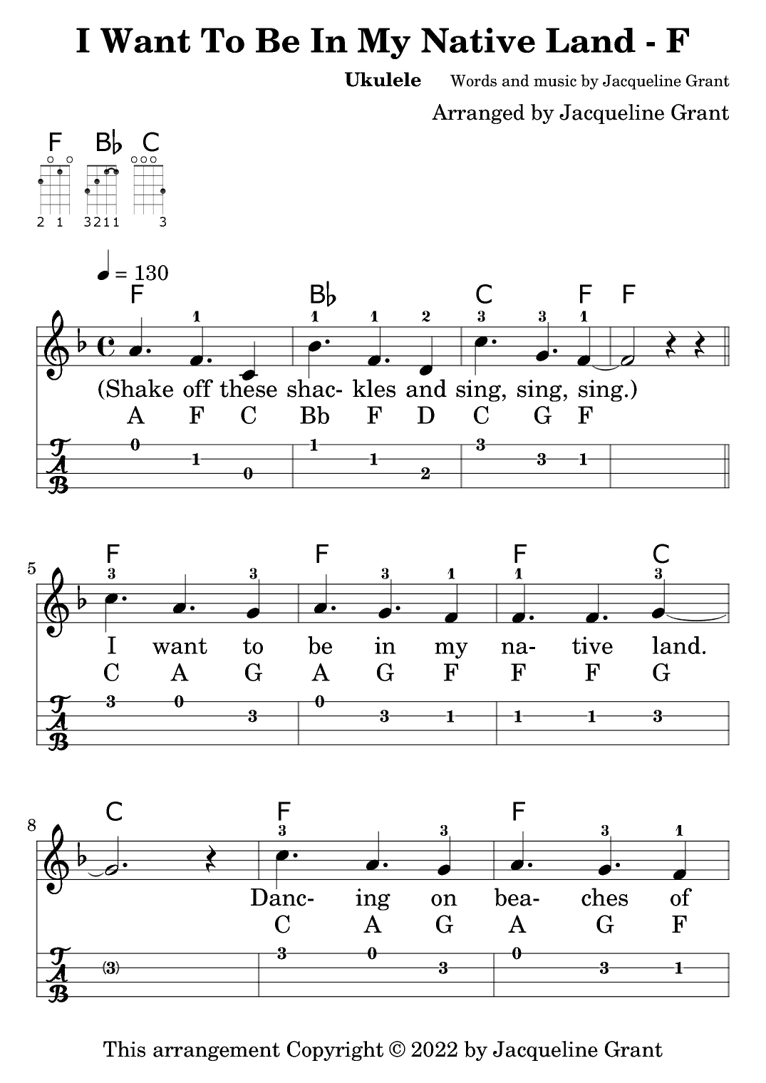 I Want To Be In My Native Land - (note name) (arr. Jacqueline Grant)