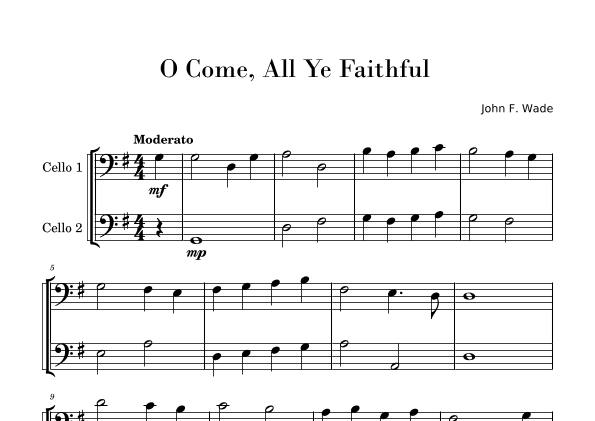 O Come, All Ye Faithful (Easy Cello Duet) (arr. Gisele Sant'Ana)