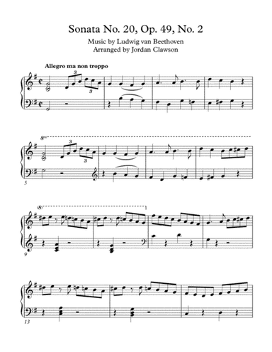 Sonata No. 20, Op. 49, No. 2 - Allegro ma non troppo (arr. Jordan Clawson)