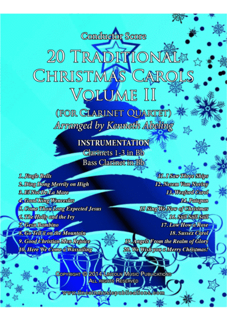 20 Traditional Christmas Carols Volume II (for Clarinet Quartet) (arr. Kenneth Abeling)