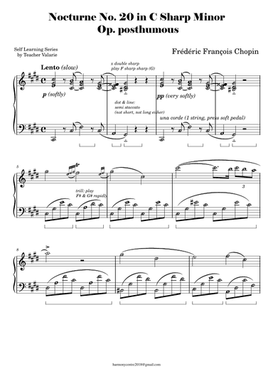 Nocturne in C Sharp Minor Op. 20 Op. Posthumous - Frederic Chopin (arr. Teacher Valarie)
