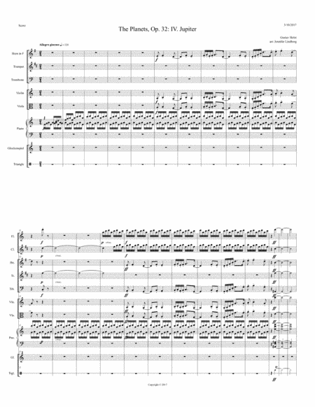Jupiter from The Planets for 9-Piece Chamber Ensemble (arr. Jennifer Lindberg)