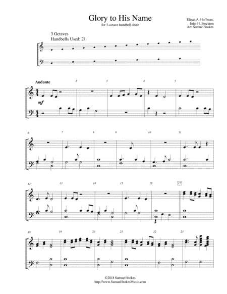 Glory to His Name (Down at the Cross Where My Savior Died) - for 3-octave handbell choir (arr. Samuel Stokes)