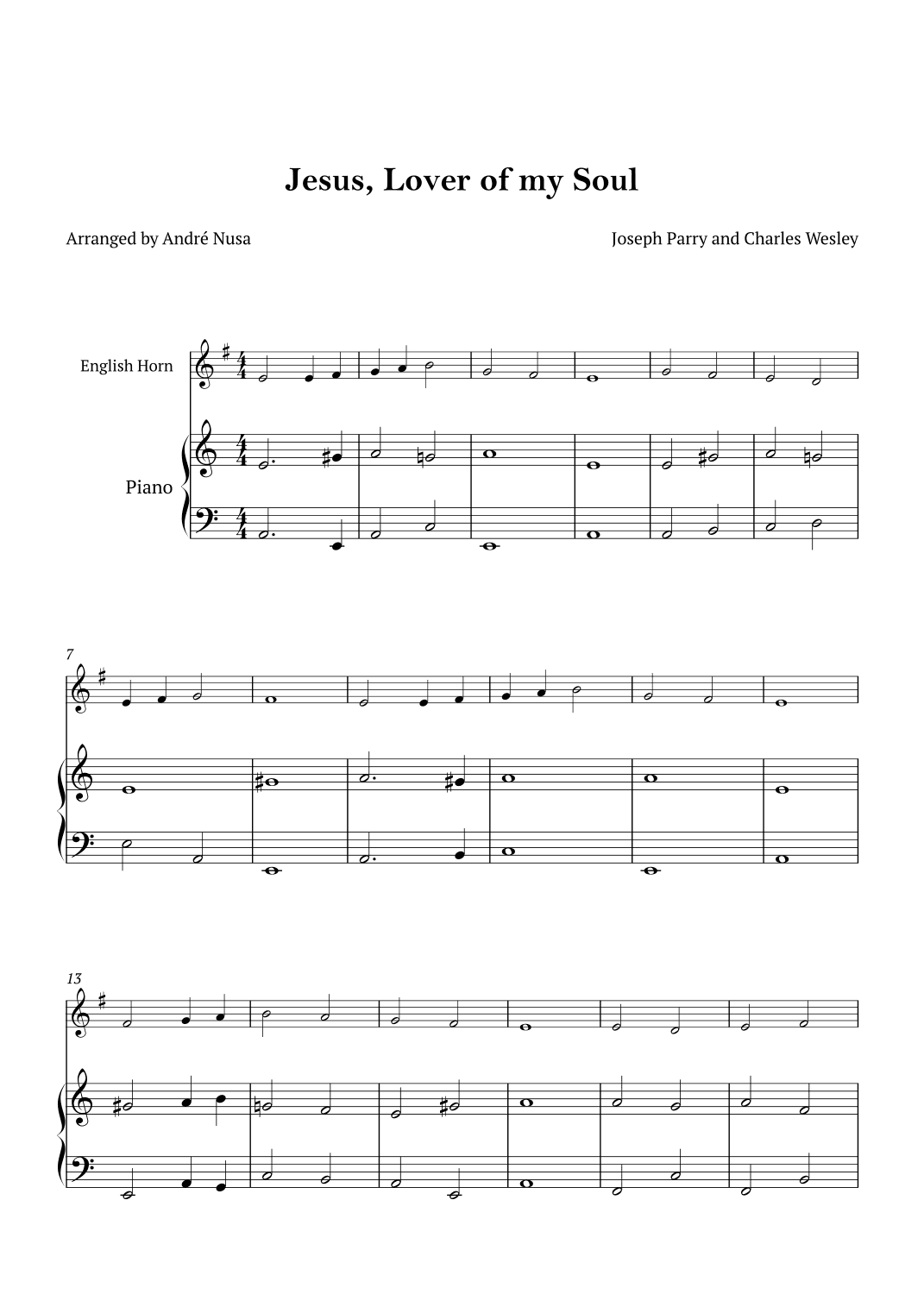 Jesus, Lover of my Soul (arr. André Nusa)