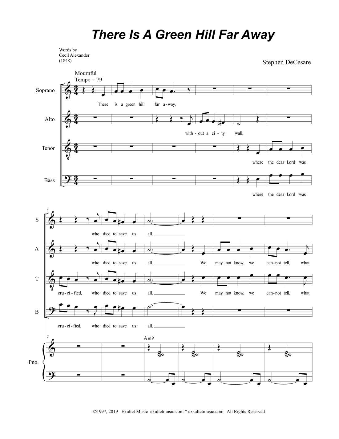 There Is A Green Hill Far Away (for SATB)