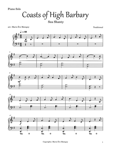 Coasts of High Barbary (arr. Marie-Ève Mainguy)