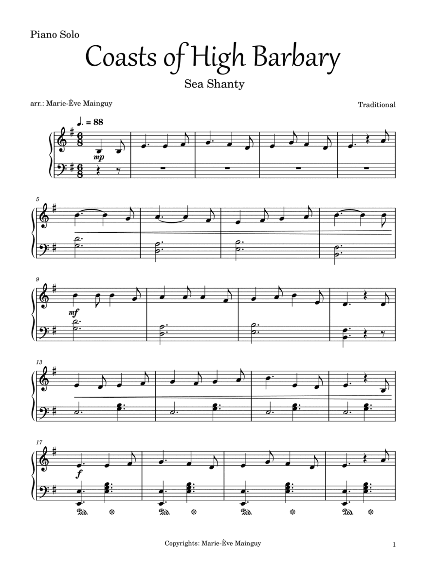 Coasts of High Barbary (arr. Marie-Ève Mainguy)