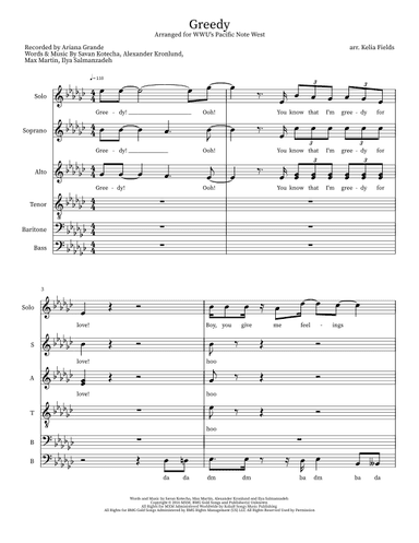 Greedy (arr. Kelia Fields)