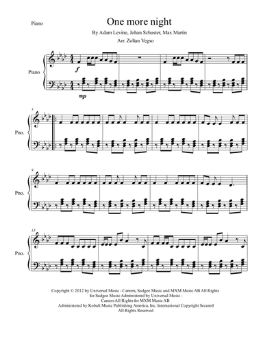One More Night (arr. Zoltan Vegso)