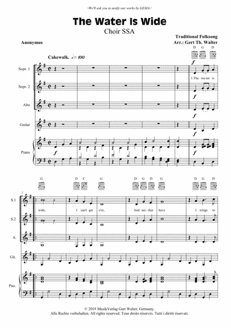 The Water Is Wide (arr. Gert Th. Walter)