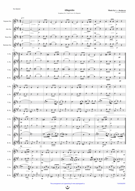 Allegretto (Beethoven: Symphony No.7, mov. II, excerpt) (arr. Josef STASTNY)