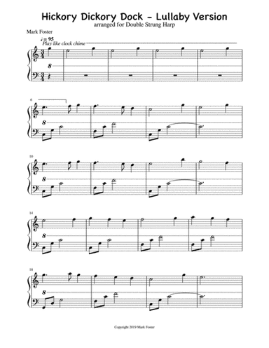 Hickory Dickory Dock // Two versions for the Beginner and Late-Beginner // Double Strung Harp (arr. Mark Foster)