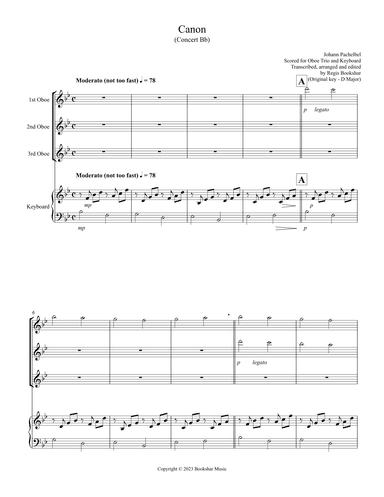 Canon (Pachelbel) (Bb) (Oboe Trio, Keyboard) (arr. Regis Bookshar)