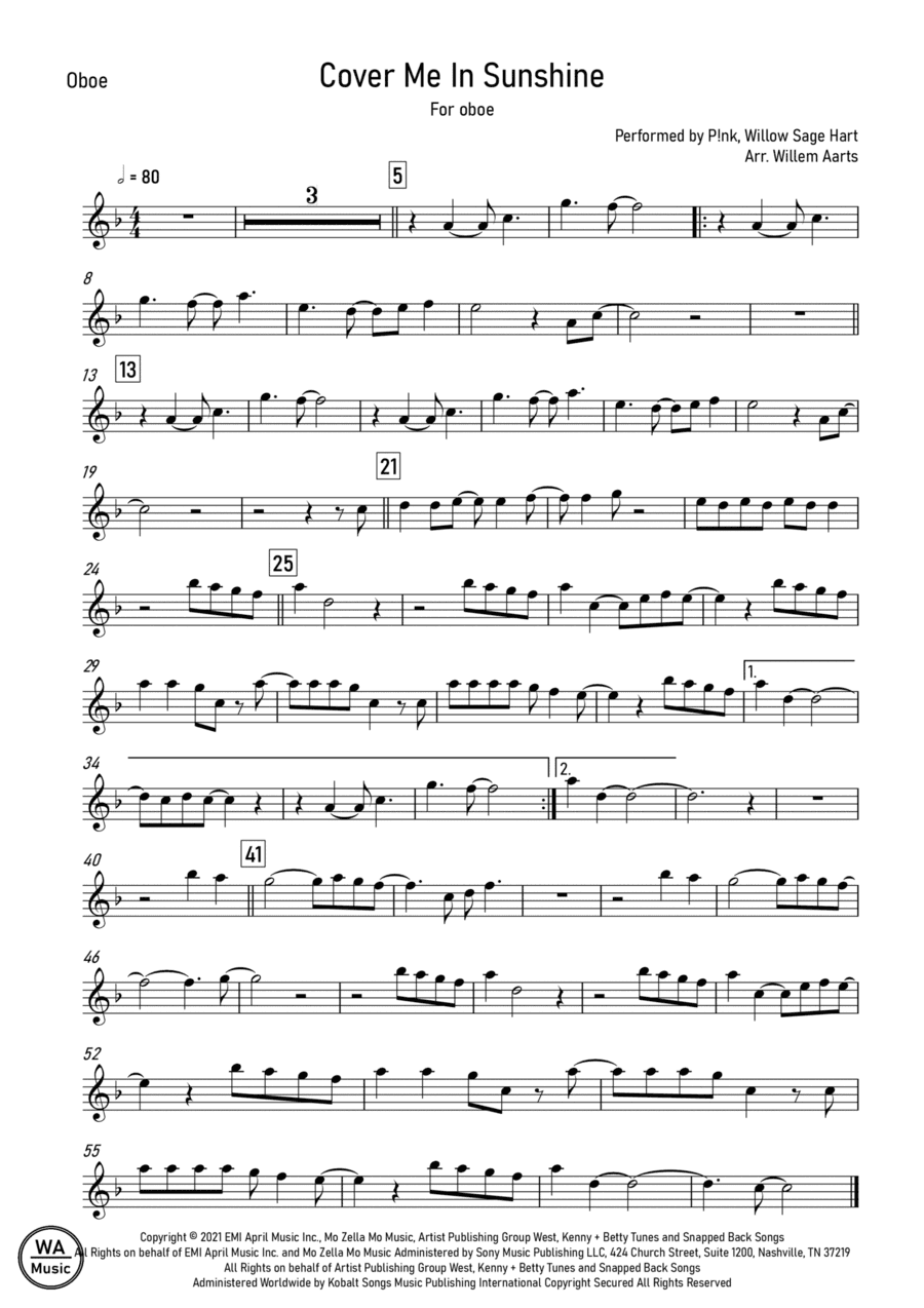 Cover Me In Sunshine (arr. Willem Aarts)