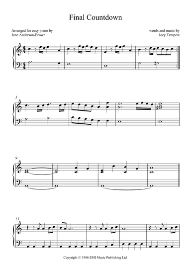 Final Countdown (arr. Jane Anderson-Brown)