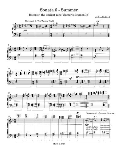 Sonata 6 - Summer, based on the ancient tune "Sumer is Icumen in" (arr. Joshua Bickford)