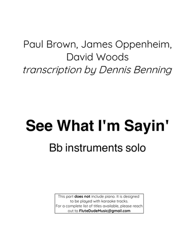 See What I'm Sayin'? (arr. Dennis Benning)