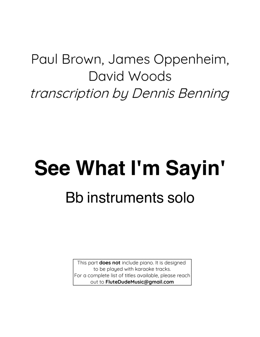 See What I'm Sayin'? (arr. Dennis Benning)