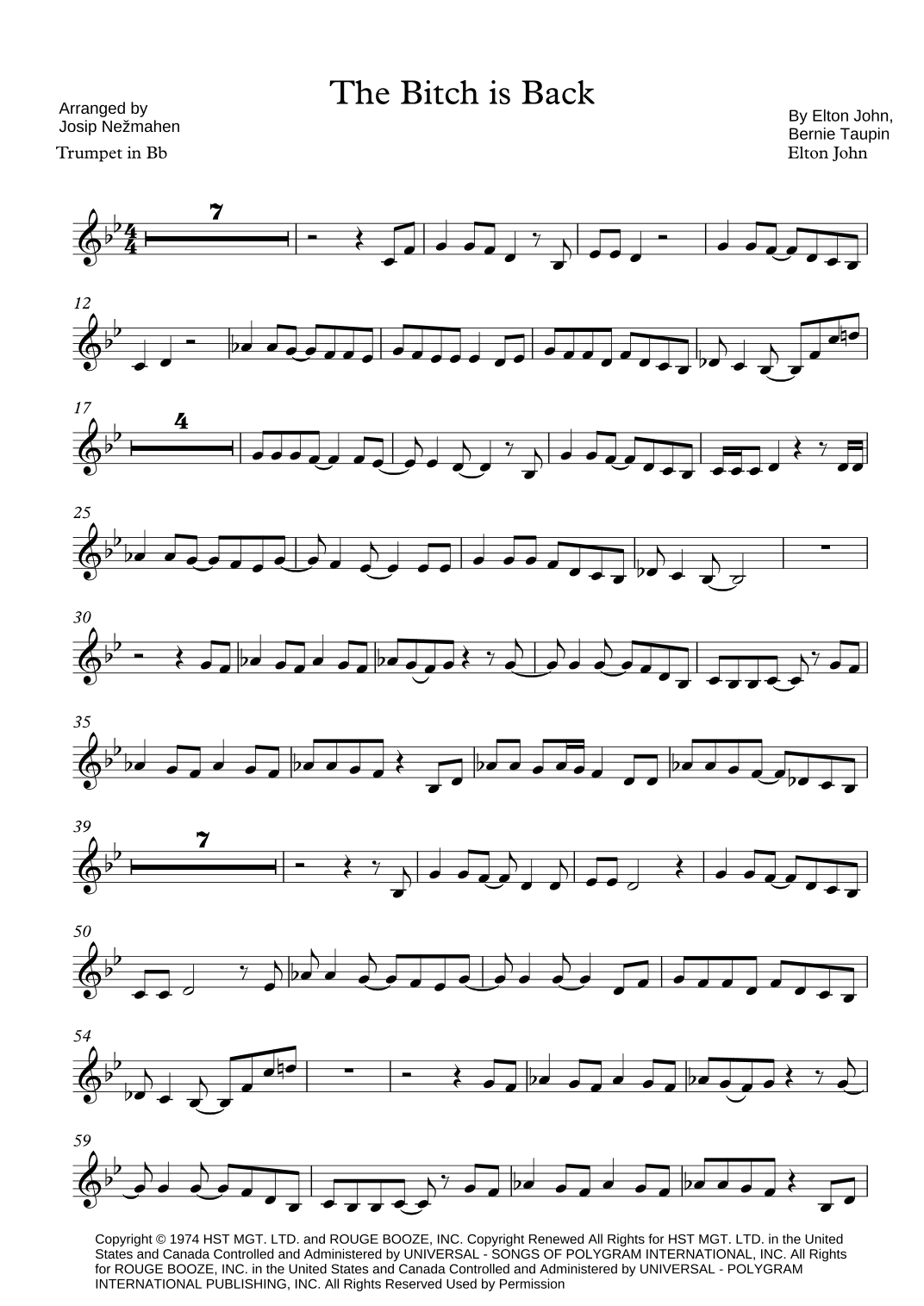 The Bitch Is Back (arr. Josip Nežmahen)