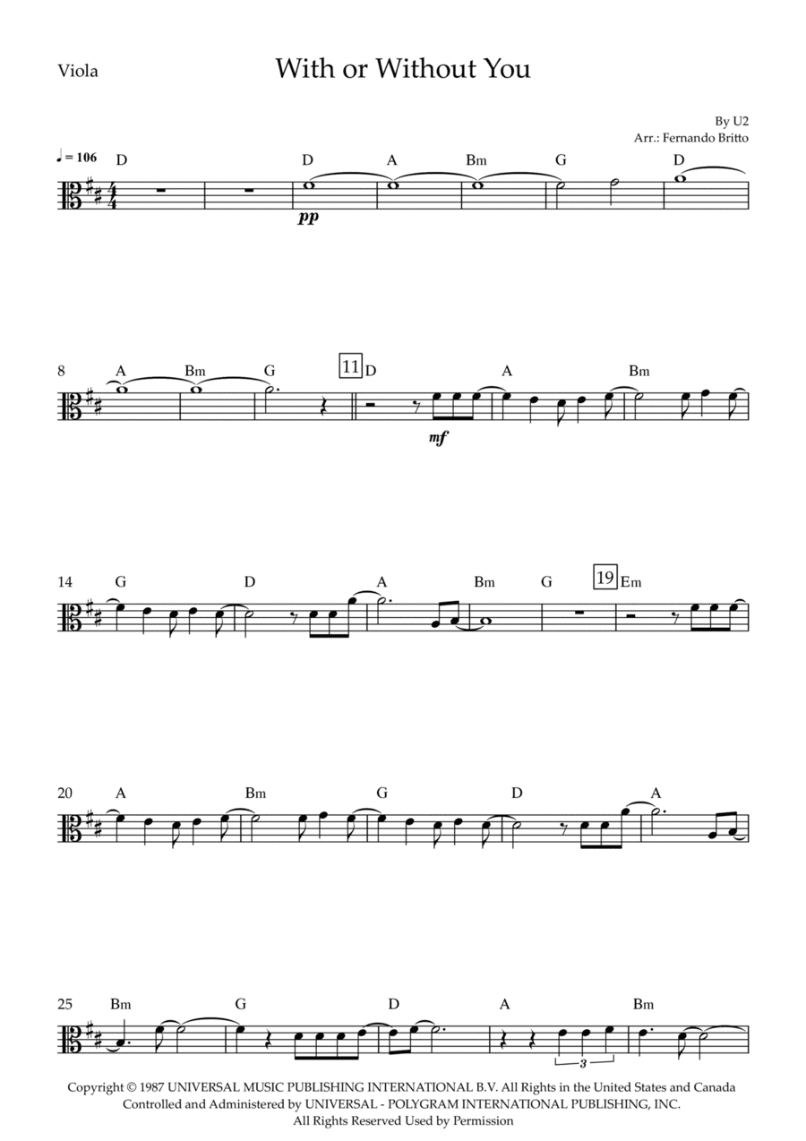 With Or Without You (arr. Fernando Britto)