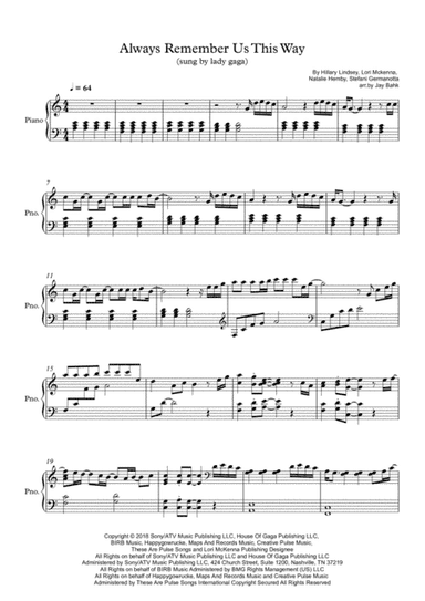 Always Remember Us This Way (arr. Jay Bahk)