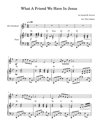 What A Friend We Have In Jesus (Alto Sax Solo and Piano) (arr. Tyler Adams)