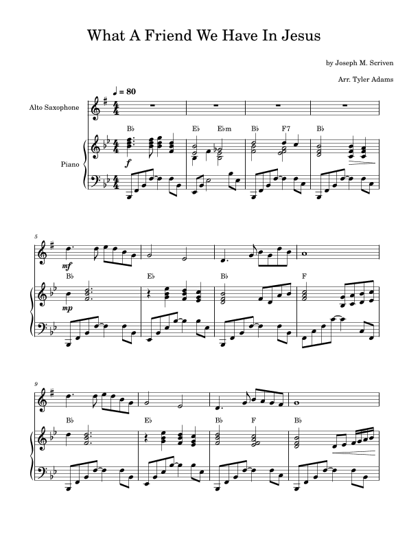 What A Friend We Have In Jesus (Alto Sax Solo and Piano) (arr. Tyler Adams)