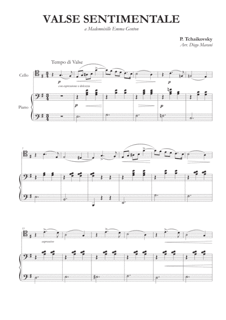 Valse Sentimentale for Cello and Piano (arr. Diego Marani)