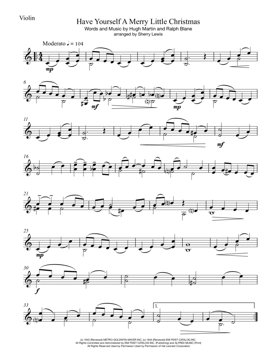 Have Yourself A Merry Little Christmas  from MEET ME IN ST. LOUIS (arr. Sherry Lewis)
