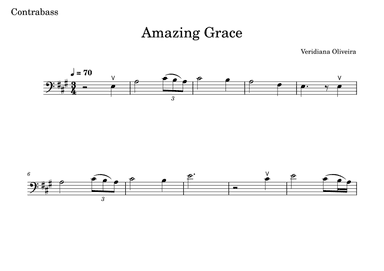 Amazing Grace, for contrabass, in E major (arr. Veridiana Oliveira)