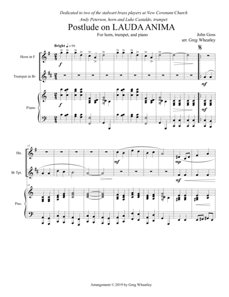 Postlude on LAUDA ANIMA (Praise, My Soul, the King of Heaven) (arr. Greg Wheatley)