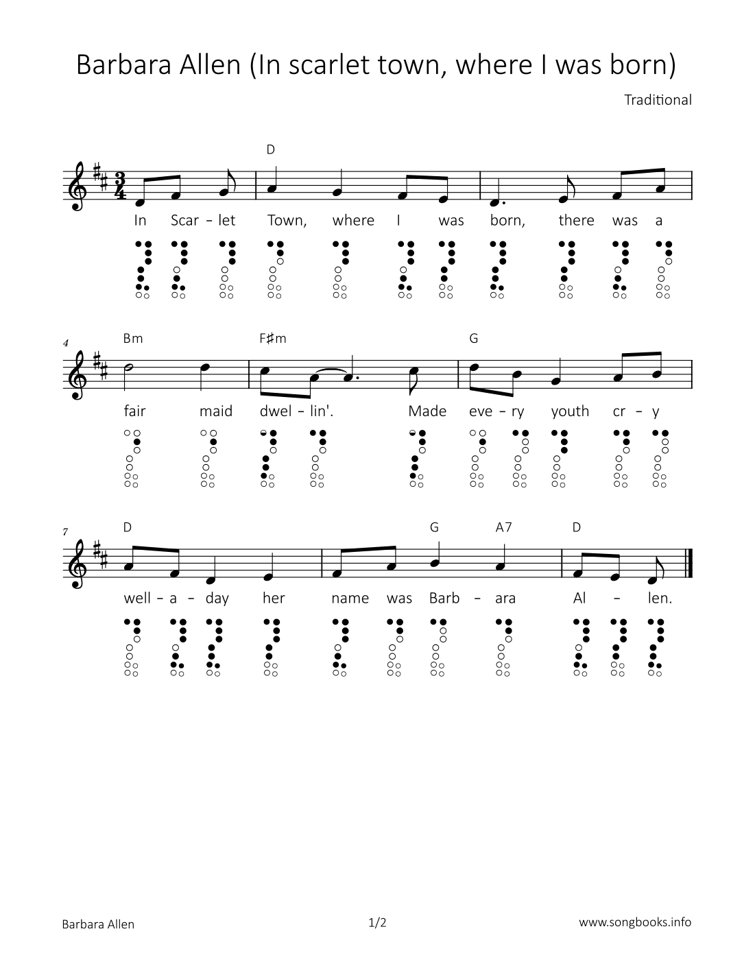 Barbara Allen (In scarlet town, where I was born) (arr. songbooks.info)
