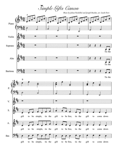 Simple Gifts Canon (arr. Sarah Forti)