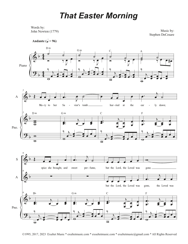 That Easter Morning (Duet for Soprano and Alto solo)