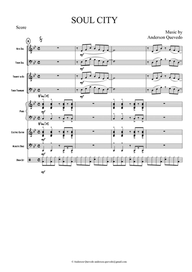 Soul City by Anderson Quevedo - Jazz Funk Band Score and Parts for Alto Sax, Tenor Sax, Trumpet, Tro