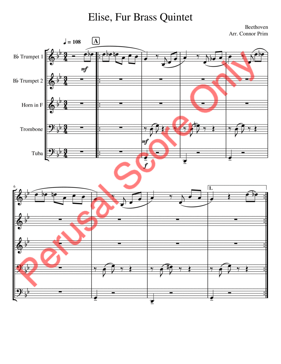 Elise, Fur Brass Quintet (arr. Connor Prim)